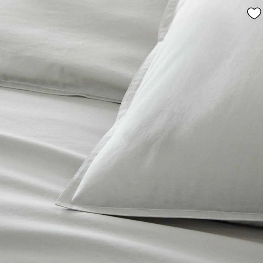 WEST ELM ORGANIC WASHED COTTON PERCALE DUVET AND EURO SHAM SET